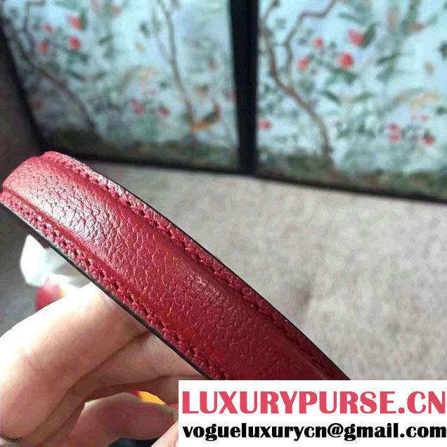 Gucci Grosgrain Bow Ray Leather Top Handle Bag 466417/451987 Red 2017