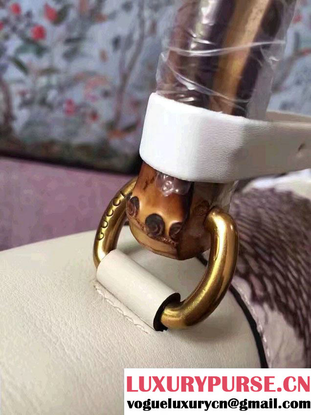 Gucci Fox Broche Studs Top Handle Medium Bag 466434/450628 White 2017