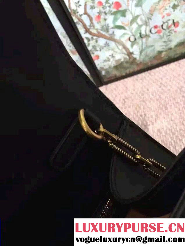 Gucci Fox Broche Studs Top Handle Medium Bag 466434/450628 Black 2017