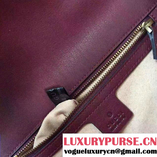 Gucci Fox Broche Studs Top Handle Medium Bag 466434/450628 Burgundy 2017