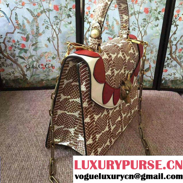 Gucci Fox Broche Top Handle Medium Bag 466432/450631 Brown 2017
