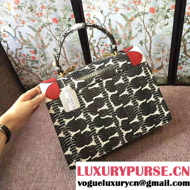 Gucci Fox Broche Top Handle Medium Bag 466432/450631 Black 2017