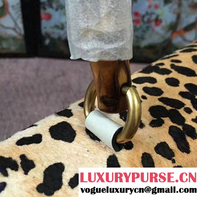 Gucci Leopard Print Calf Hair Top Handle Bag 466413/461912 White 2017