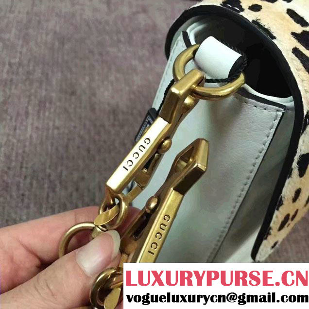 Gucci Leopard Print Calf Hair Top Handle Bag 466413/461912 White 2017