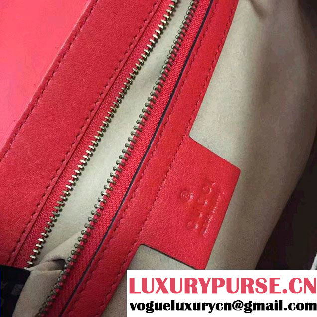 Gucci Leopard Print Calf Hair Top Handle Bag 466413/461912 Red 2017