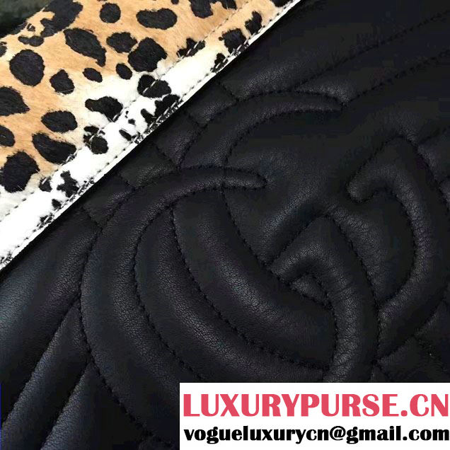 Gucci Leopard Print Calf Hair Top Handle Bag 466413/461912 Black 2017