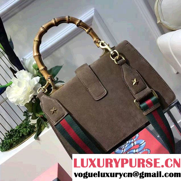 Gucci Dionysus Leather Top Handle Medium Bag 448075 Embroidered Bee and l鈥檃veugle Suede Khaki 2017