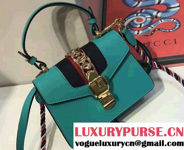 Gucci Sylvie Leather Top Handle Shoulder Mini Bag 470270 Green 2017