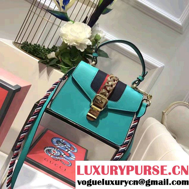 Gucci Sylvie Leather Top Handle Shoulder Mini Bag 470270 Green 2017