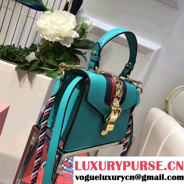 Gucci Sylvie Leather Top Handle Shoulder Mini Bag 470270 Green 2017