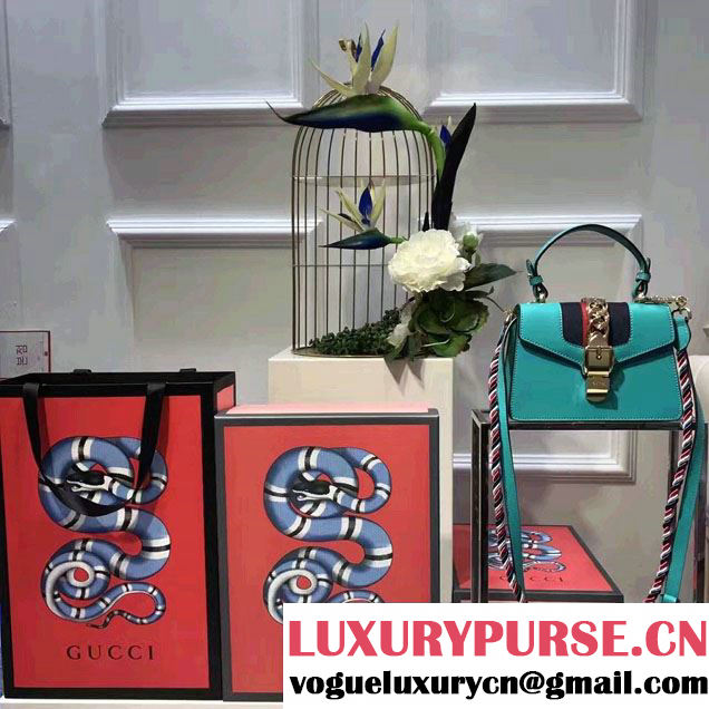 Gucci Sylvie Leather Top Handle Shoulder Mini Bag 470270 Green 2017