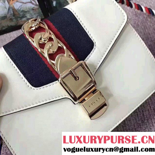 Gucci Sylvie Leather Top Handle Shoulder Mini Bag 470270 White 2017