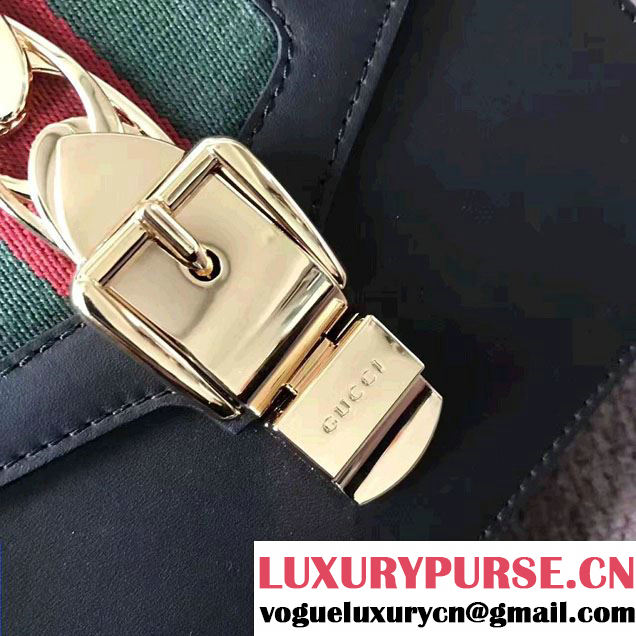 Gucci Sylvie Leather Top Handle Shoulder Mini Bag 470270 Black 2017