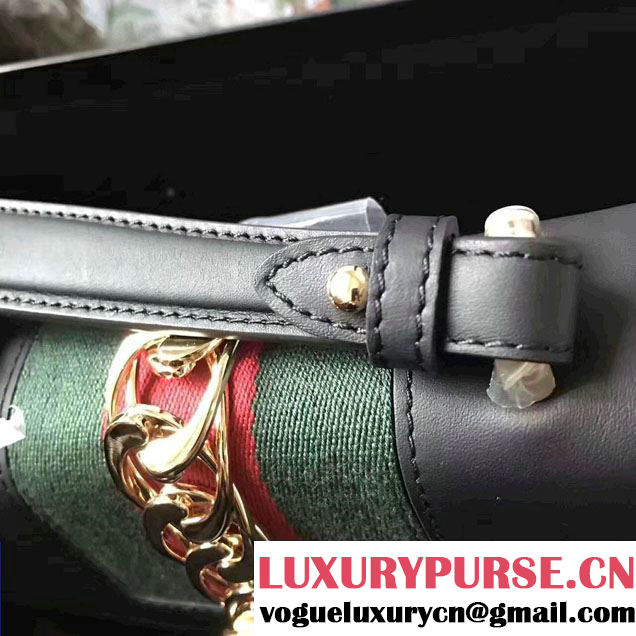 Gucci Sylvie Leather Top Handle Shoulder Mini Bag 470270 Black 2017