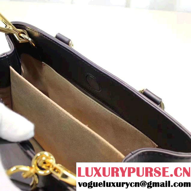Gucci Sylvie Leather Buckle Design Web Chain Top Handle  Bag 460381 Black 2017