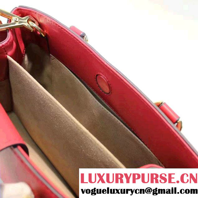Gucci Sylvie Leather Buckle Design Web Chain Top Handle  Bag 460381 Red 2017