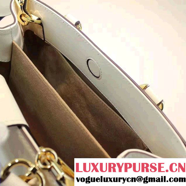 Gucci Sylvie Leather Buckle Design Web Chain Top Handle  Bag 460381 White 2017