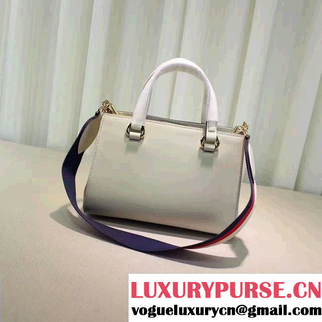 Gucci Sylvie Leather Buckle Design Web Chain Top Handle  Bag 460381 White 2017