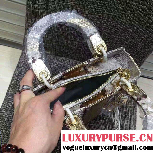 Lady Dior Medium Python Tote Bag