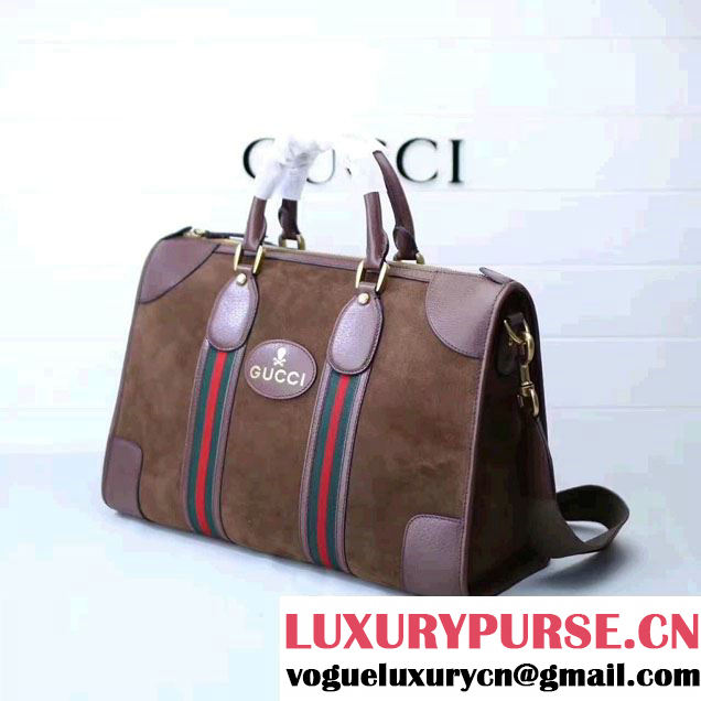 Gucci Suede Duffle Bag Wih Web 459311 Coffee 2017