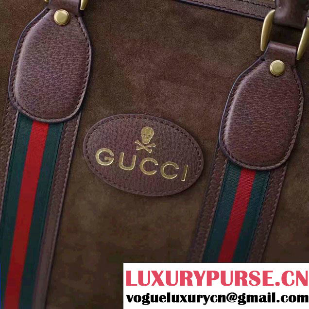 Gucci Suede Duffle Bag Wih Web 459311 Coffee 2017