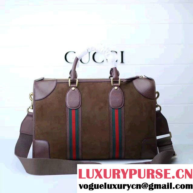 Gucci Suede Duffle Bag Wih Web 459311 Coffee 2017
