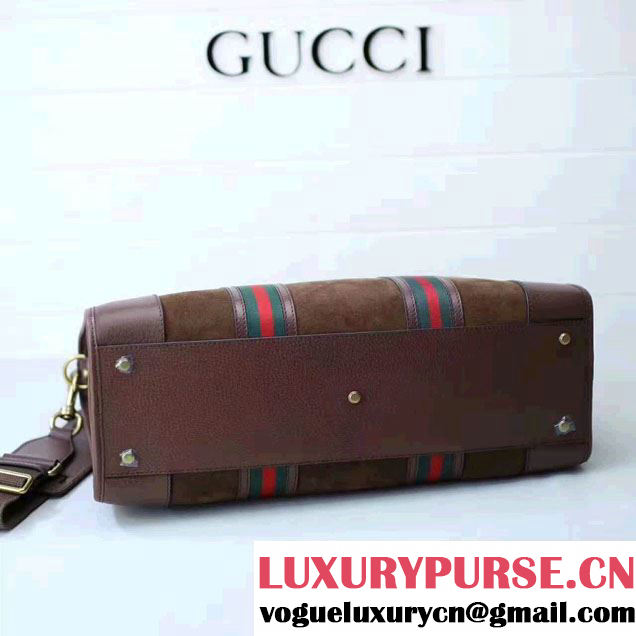 Gucci Suede Duffle Bag Wih Web 459311 Coffee 2017