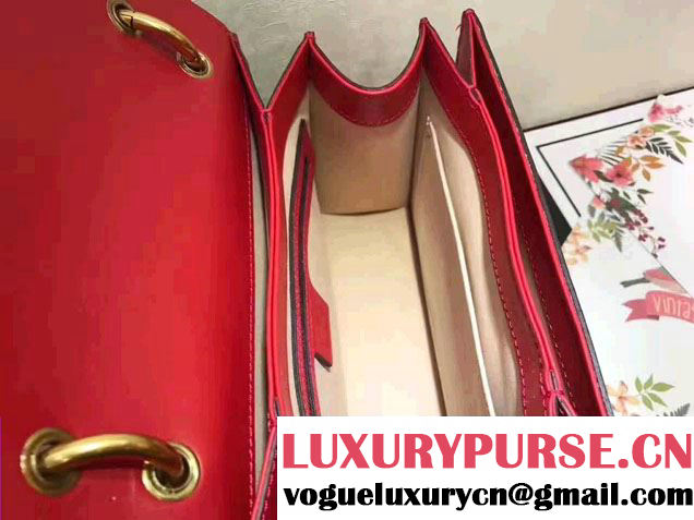 Gucci Queen Margaret Leather Metal Bee Detail Top Handle Bag 476541 White/Red/Dark Blue 2017