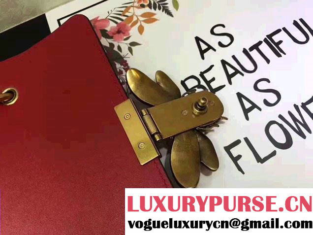 Gucci Queen Margaret Leather Metal Bee Detail Top Handle Bag 476541 White/Red/Dark Blue 2017