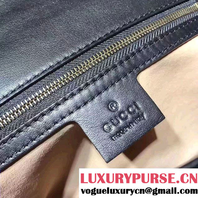 Gucci Queen Margaret Quilted Leather Metal Bee Detail Top Handle Bag 476531 Black/White 2017