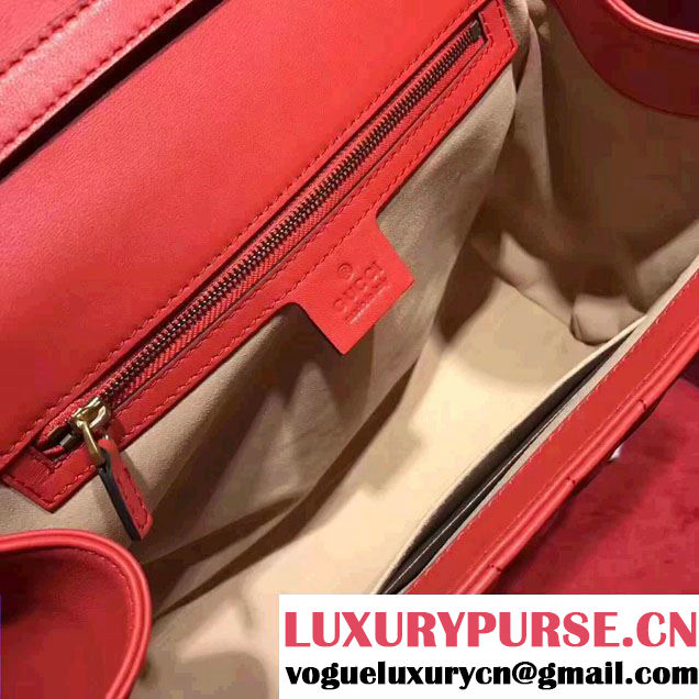 Gucci Queen Margaret Quilted Leather Metal Bee Detail Top Handle Bag 476531 Red/White 2017