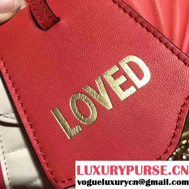 Gucci Queen Margaret Quilted Leather Metal Bee Detail Top Handle Bag 476531 Red/White 2017