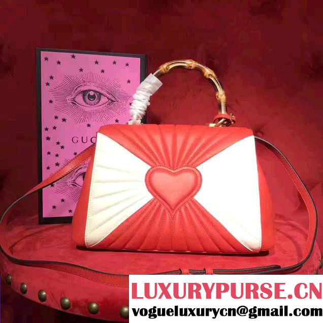 Gucci Queen Margaret Quilted Leather Metal Bee Detail Top Handle Bag 476531 Red/White 2017