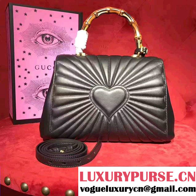 Gucci Queen Margaret Quilted Leather Metal Bee Detail Top Handle Bag 476531 Black 2017