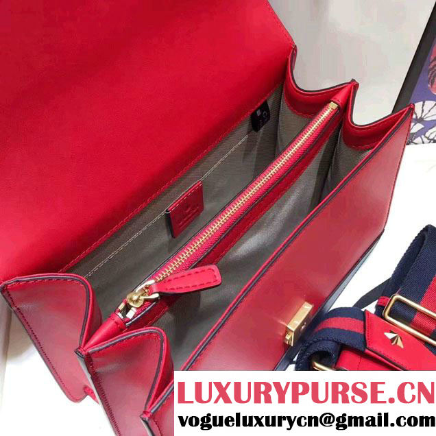 Gucci Dionysus Leather Top Handle Medium Bag 448075 Red/White/Blue 2017