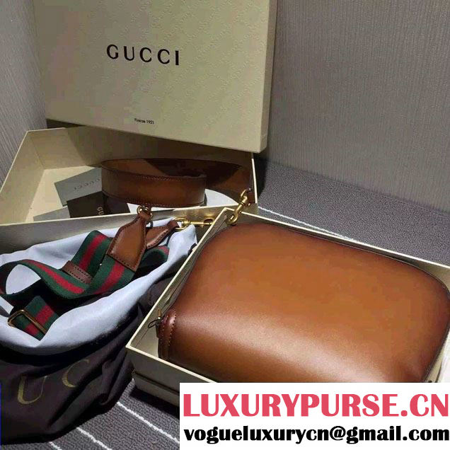 Gucci Lady Web Hand-stained Leather Shoulder Bag 380573 Brown 2015