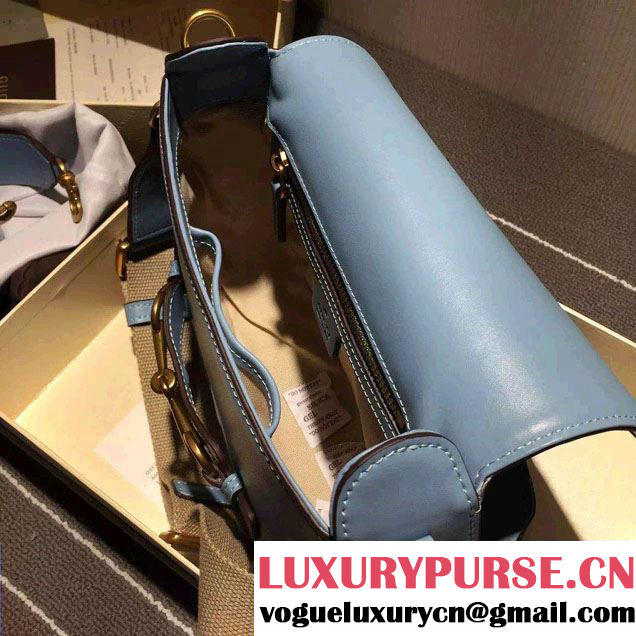 Gucci Lady Web Hand-stained Leather Shoulder Bag 380573 Light Blue 2015