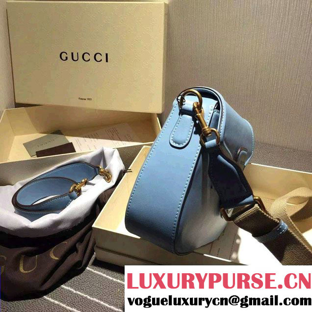Gucci Lady Web Hand-stained Leather Shoulder Bag 380573 Light Blue 2015
