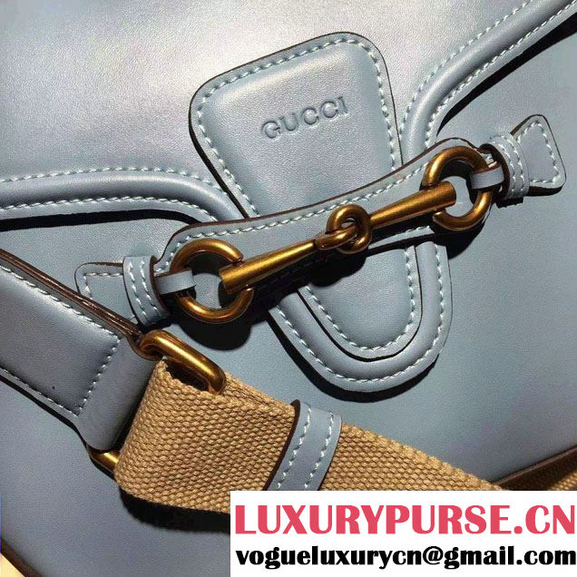 Gucci Lady Web Hand-stained Leather Shoulder Bag 380573 Light Blue 2015