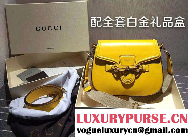 Gucci Lady Web Hand-stained Leather Shoulder Bag 380573 Yellow 2015