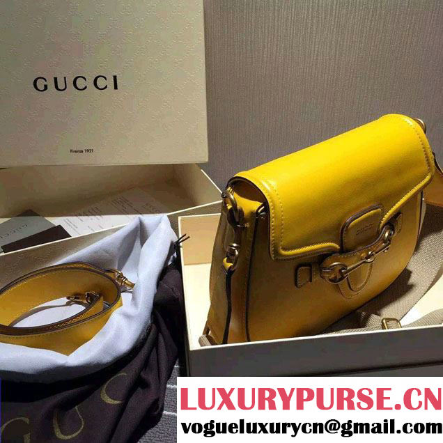 Gucci Lady Web Hand-stained Leather Shoulder Bag 380573 Yellow 2015
