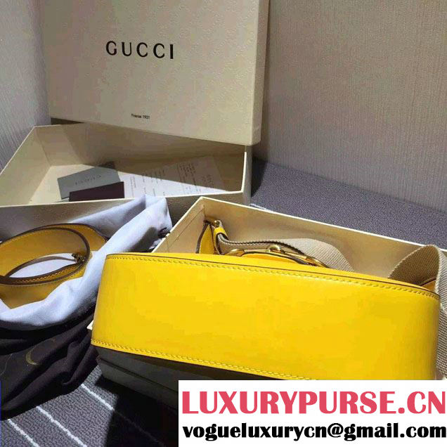Gucci Lady Web Hand-stained Leather Shoulder Bag 380573 Yellow 2015