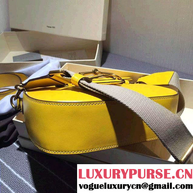 Gucci Lady Web Hand-stained Leather Shoulder Bag 380573 Yellow 2015