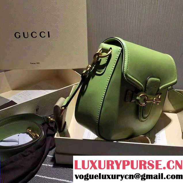 Gucci Lady Web Hand-stained Leather Shoulder Bag 380573 Light Green 2015