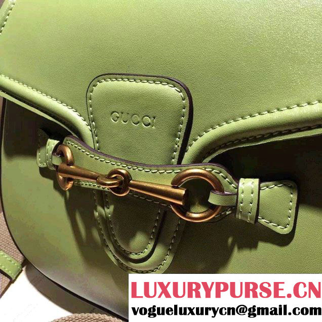 Gucci Lady Web Hand-stained Leather Shoulder Bag 380573 Light Green 2015