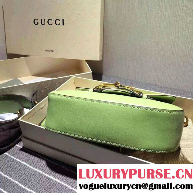 Gucci Lady Web Hand-stained Leather Shoulder Bag 380573 Light Green 2015
