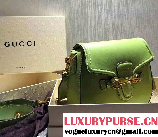 Gucci Lady Web Hand-stained Leather Shoulder Bag 380573 Light Green 2015
