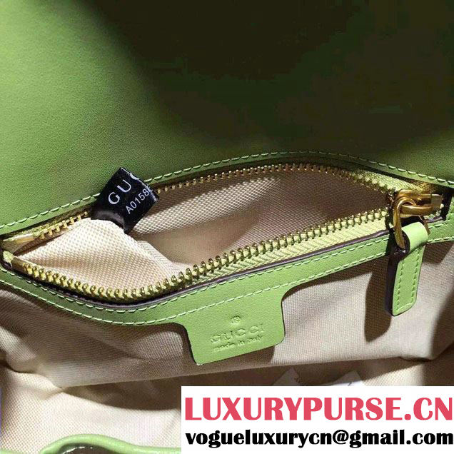 Gucci Lady Web Hand-stained Leather Shoulder Bag 380573 Light Green 2015