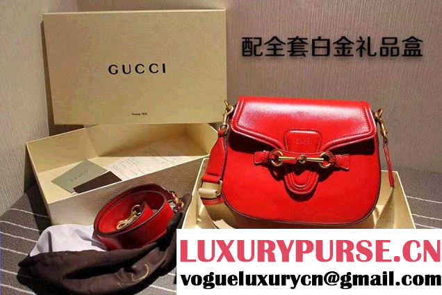 Gucci Lady Web Hand-stained Leather Shoulder Bag 380573 Red 2015