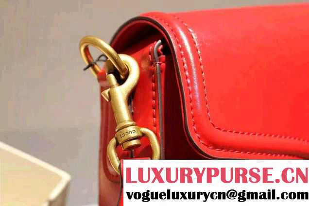 Gucci Lady Web Hand-stained Leather Shoulder Bag 380573 Red 2015